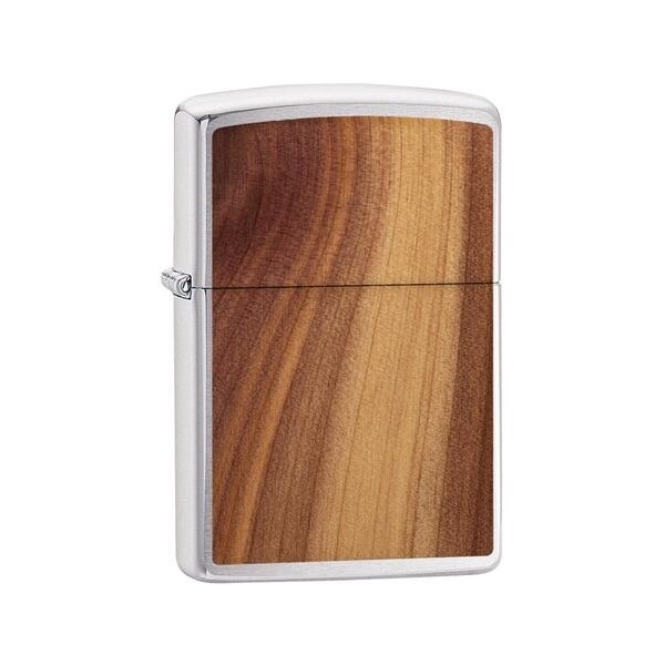 Zippo 2024 Zippo Wood Print Brushed Chrome W/ Cedar Emblem ZIP-29900 - main